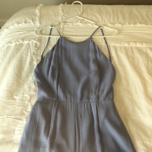 Wide leg blue/violet jumpsuit with open back - Picture 2 of 4